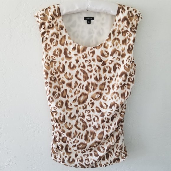 Ann Taylor Tops - Ann Taylor Blouse 4 Animal Print Silk Lined Zip